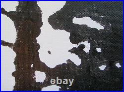 Very Large Black And White Abstract River And Trees Landscape Painting On Canvas
