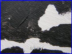 Very Large Black And White River And Trees Abstract Landscape Painting On Canvas