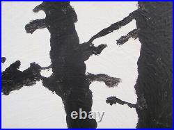Very Large Black And White River And Trees Abstract Landscape Painting On Canvas