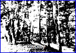 Very Large Black And White XL Woodland Trees Landscape Canvas Wall Art Painting