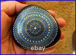 Very Large Hand Painted Alchemy Amplification Stone w. Blues, Violet, White Gold
