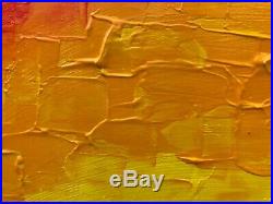 Very Large Original Yellow Red White Circle Sun Abstract Painting Acrylic Canvas