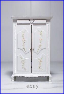Vintage Artisan Dollhouse Miniature Handmade White Clothing Cabinet Wardrobe