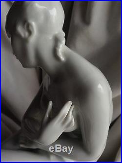 Vintage Herend Porcelain Nude Lady Figure Bath Baby Face Hungarian Artist Signed
