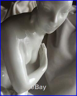 Vintage Herend Porcelain Nude Lady Figure Bath Baby Face Hungarian Artist Signed