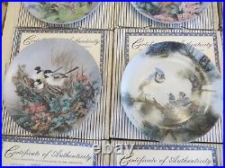 Vintage Porcelain Bird Picture Plates by Artist Lena LiuSet of 12