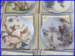 Vintage Porcelain Bird Picture Plates by Artist Lena LiuSet of 12