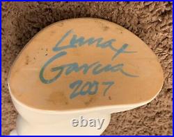 Vintage Signed Luna Garcia 2007 White Matte Pottery Pitcher 9 1/8 inches
