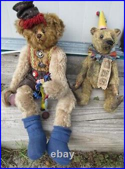 Vintage Teddy Bear Clown Jester Artist Arbor Bears Ball Beads Hat Mohair 22 Ooak