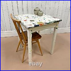 Vtg Painted Artists Table Easel Studio Country Desk Bench Kitchen Distressed