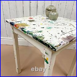 Vtg Painted Artists Table Easel Studio Country Desk Bench Kitchen Distressed
