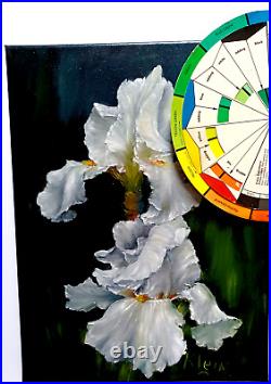 WHITE IRISES Painting Floral 12x16 Black Canvas Original by Artist Klein