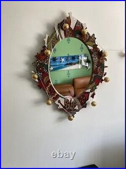 Wall Mirror by Artist Valentina Ramos Red Green White approx 70x50 Oval Diamond