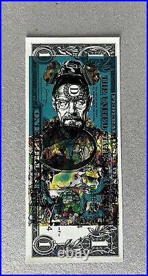 Walter White BREAKING BAD ART PRINT on U. S. Dollar S&N by artist w cert. Auth