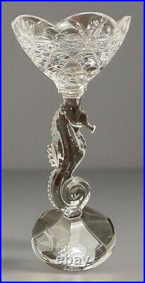 Waterford Crystal Seahorse Pillar Candlestick Signed By Artist