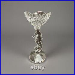 Waterford Crystal Seahorse Pillar Candlestick Signed By Artist