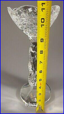 Waterford Crystal Seahorse Pillar Candlestick Signed By Artist