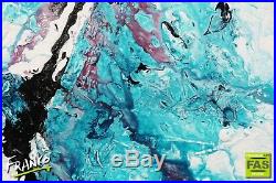 White Blue PInk Abstract Art Painting Textured 75cm x 100cm Franko Australia