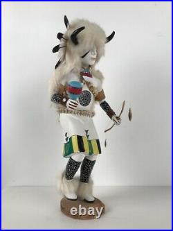 White Buffalo Kachina Katsina Doll Hand Carved Signed by Hopi Artist C. L. Nish