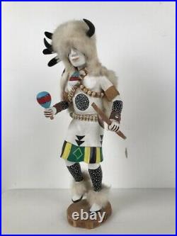 White Buffalo Kachina Katsina Doll Hand Carved Signed by Hopi Artist C. L. Nish