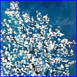 White Cherry blossoms Sakura Japanese Peace original painting 22 x 22