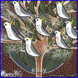 White Cockatoos Painting Canvas Aboriginal ART PRINT Mirree 30cm x 30cm