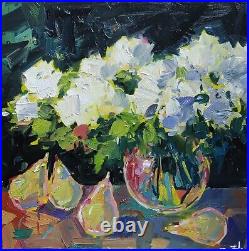 White Flowers Oil Painting Vivek Mandalia 20x20 Original Fauvism Collectible