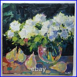 White Flowers Oil Painting Vivek Mandalia 20x20 Original Fauvism Collectible