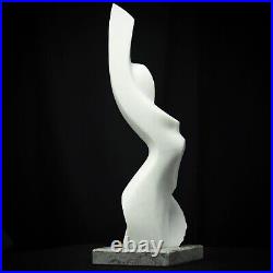 White Marble Stone Sculpture. Abstracted Female Figure