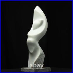 White Marble Stone Sculpture. Abstracted Female Figure