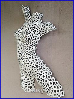 White Metal Wall Art Sculpture Nude female Torso by Holly Lentz