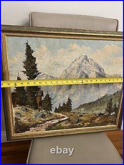 White Mountain Village oil paint Signed By Artist Very Old Framed