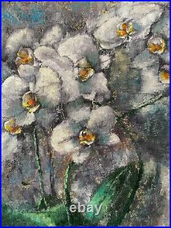 White Orchid original oil painting on canvas. Impressionism