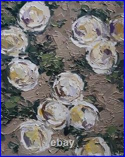 White Peonies Oil Painting Vivek Mandalia Impressionism 16x20 Original Signed