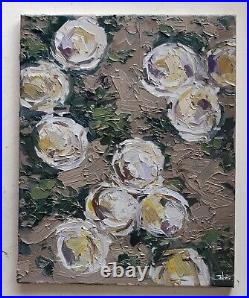 White Peonies Oil Painting Vivek Mandalia Impressionism 16x20 Original Signed