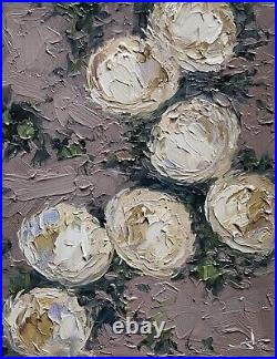 White Peonies Oil Painting Vivek Mandalia Original Signed 11x14 Collectible