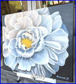 White Peony beautiful oil painting 20 x 16, new original signed by the artist