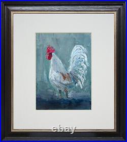 White Rooster- Original Oil painting 12x10inch (mounted) NEW