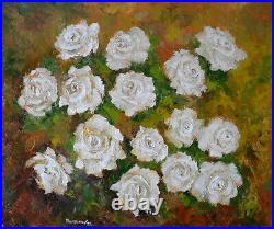 White Roses Oil Original Painting canvas 24x20 Hand Painted YSArt