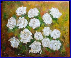 White Roses Oil Original Painting canvas 24x20 Hand Painted YSArt