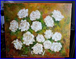 White Roses Oil Original Painting canvas 24x20 Hand Painted YSArt