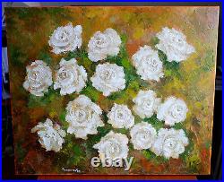 White Roses Oil Original Painting canvas 24x20 Hand Painted YSArt