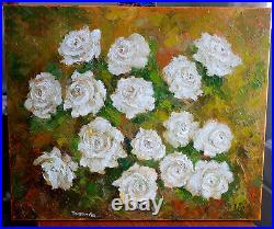 White Roses Oil Original Painting canvas 24x20 Hand Painted YSArt