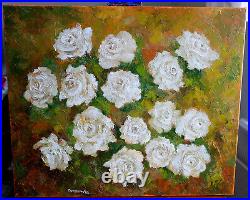 White Roses Oil Original Painting canvas 24x20 Hand Painted YSArt