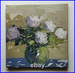White Roses Oil Painting Vivek Mandalia Impressionism12x12 Original Collectible
