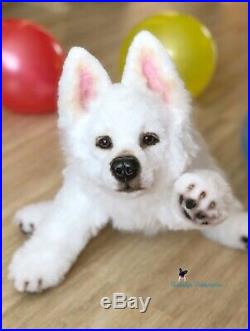 White swiss shepherd Puppy/dog 19,7in(50 cm) realistic toy