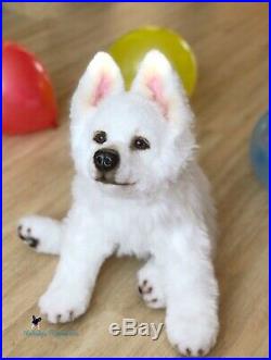 White swiss shepherd Puppy/dog 19,7in(50 cm) realistic toy